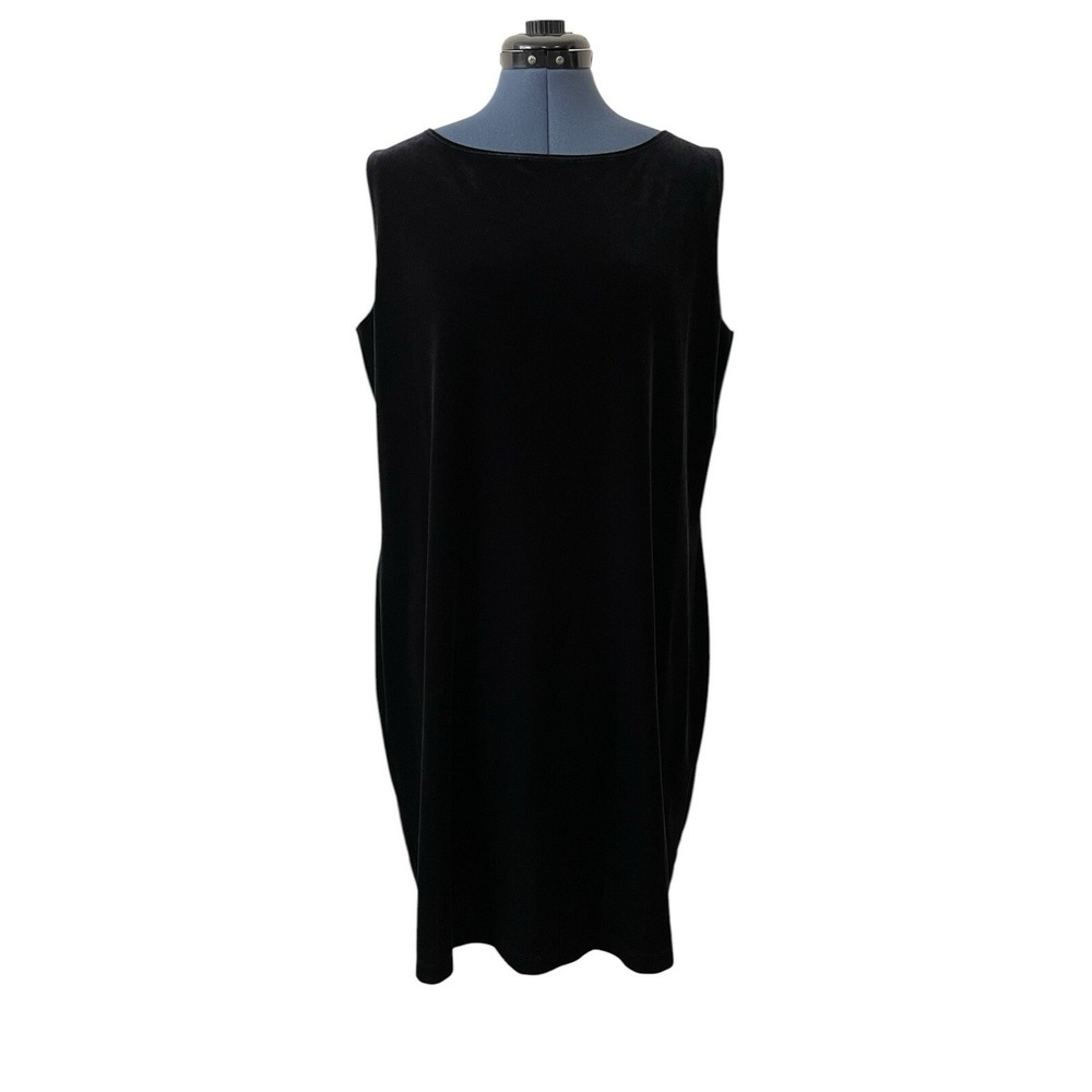 Vtg NWT Chico's Black Velvet Sleeveless Shift Dress Boho Vamp Whimsigoth XL 3